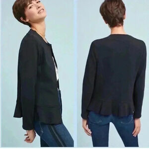 Dolan Left Coast Open Front Peplum Unstructured Blazer Size S Knit Black Anthro